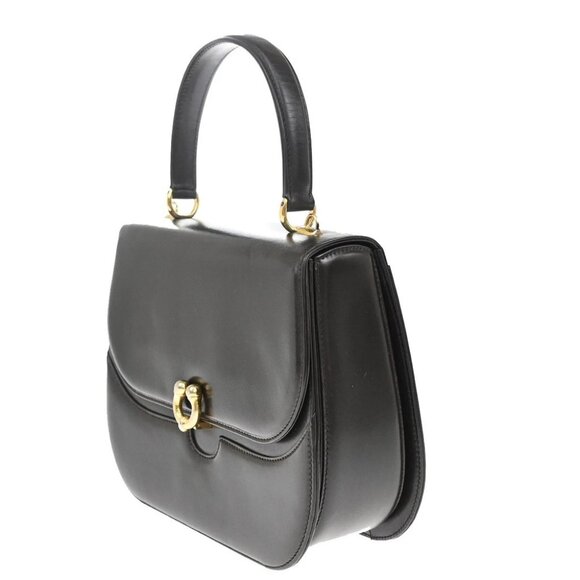 GUCCI Logo Horse Shoe Hand Bag Leather Brown GHW Italy - Picture 2 of 14